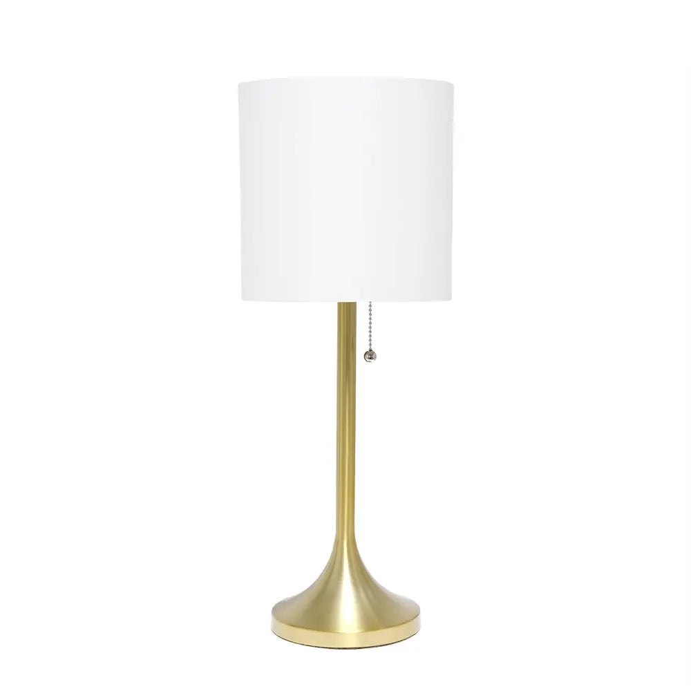 21" Gold Metal Table Lamp With White Drum Shade HomeRoots