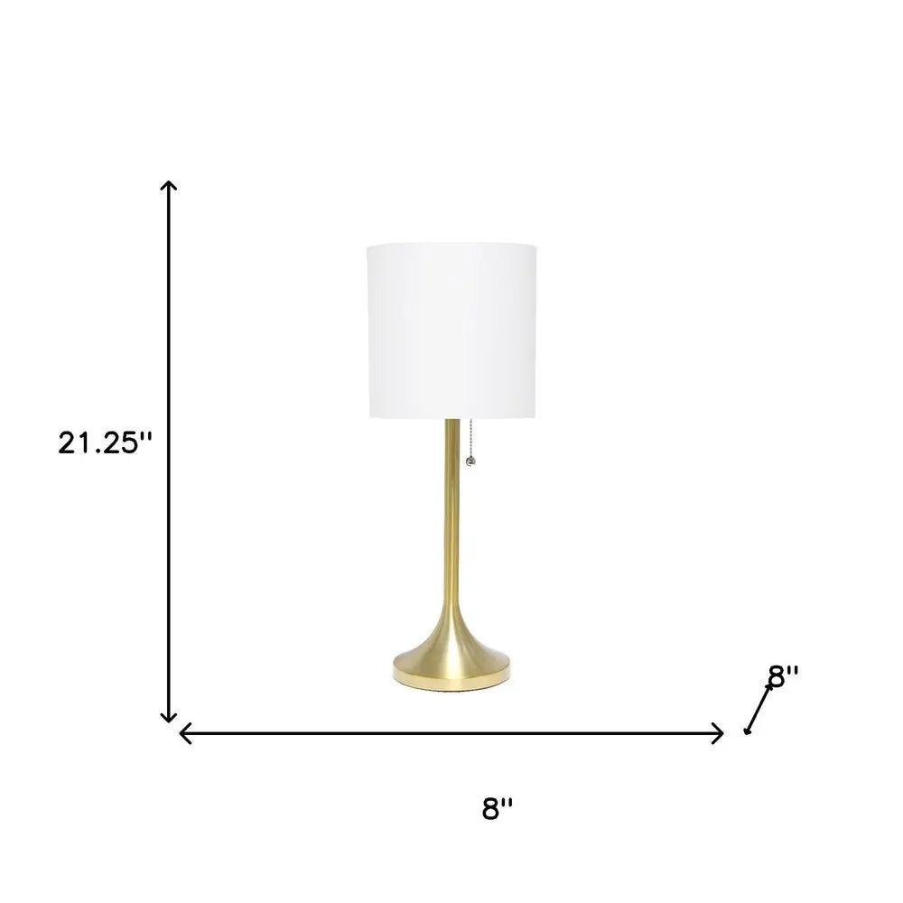 21" Gold Metal Table Lamp With White Drum Shade HomeRoots
