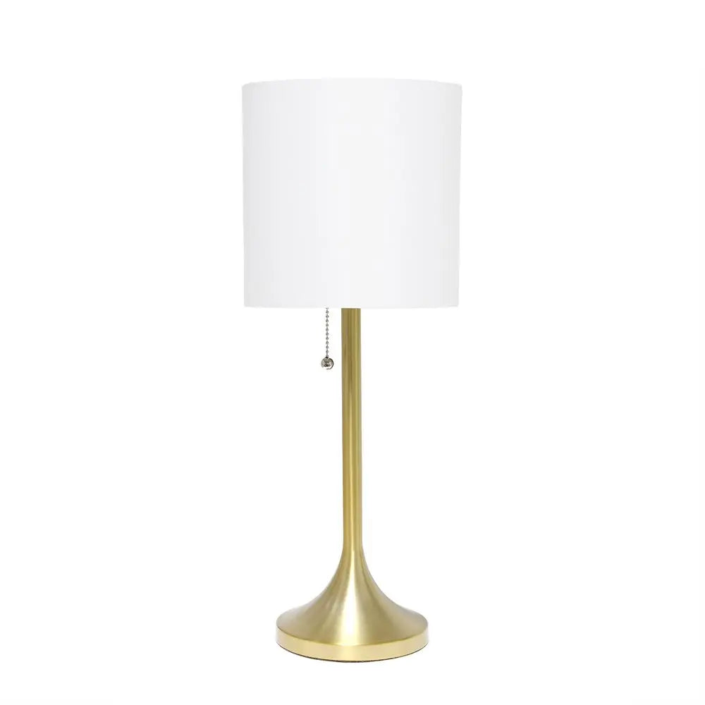 21" Gold Metal Table Lamp With White Drum Shade HomeRoots