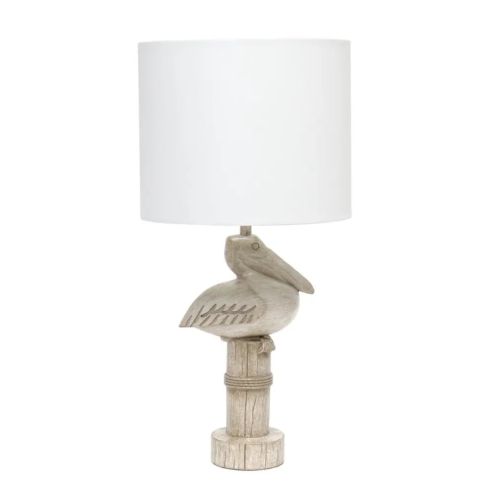 17" Beige Geometric Table Lamp With White Drum Shade HomeRoots