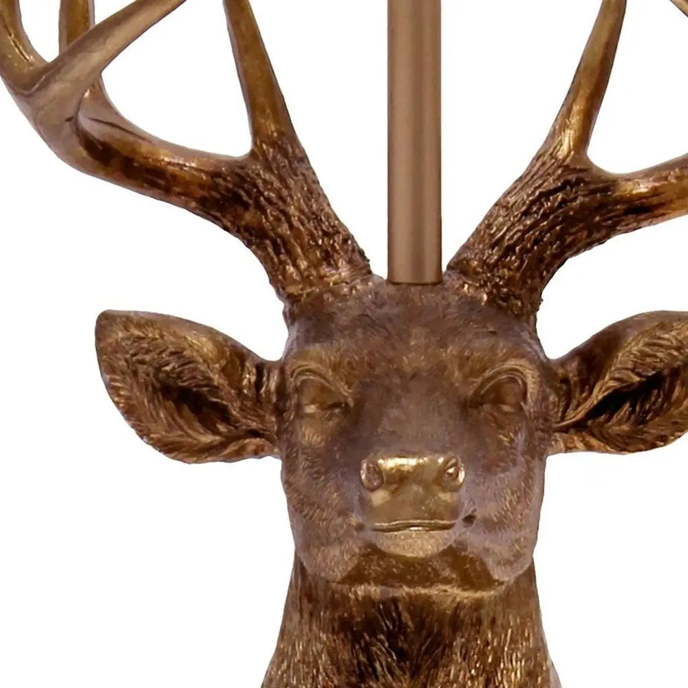 17" Copper Geometric Table Lamp With White Drum Shade HomeRoots