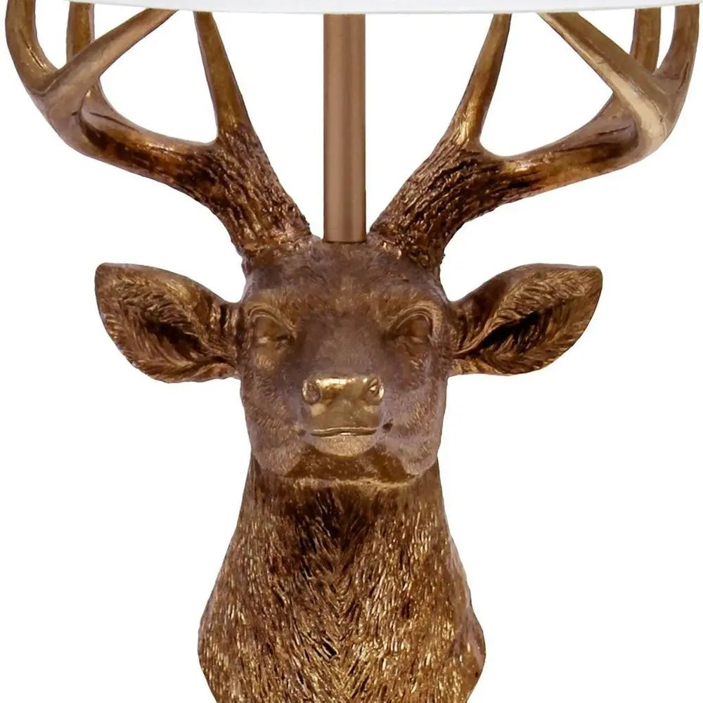 17" Copper Geometric Table Lamp With White Drum Shade HomeRoots