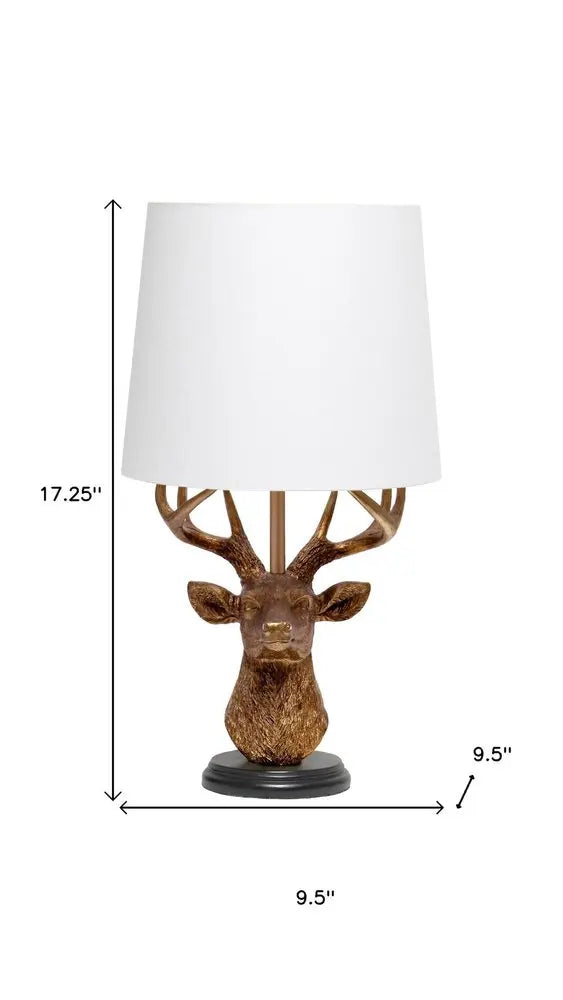 17" Copper Geometric Table Lamp With White Drum Shade HomeRoots