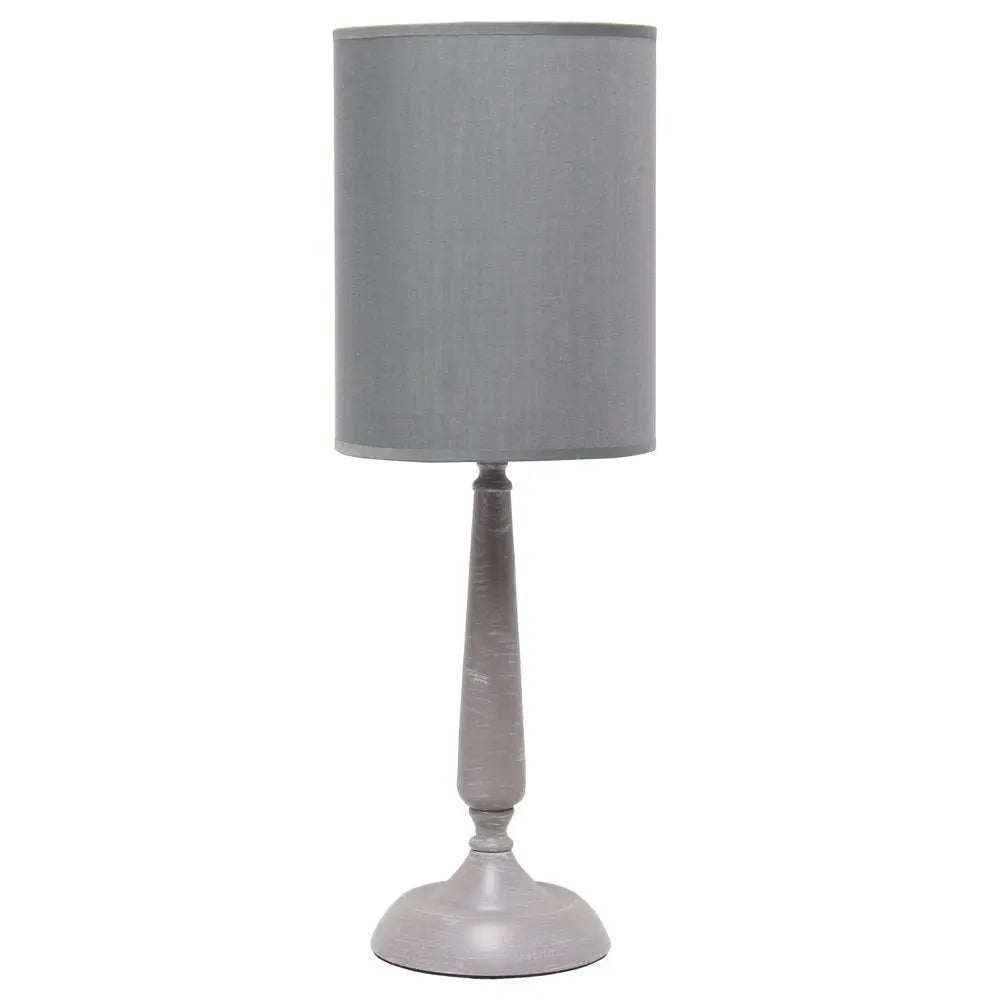 23" Gray Iron Table Lamp With Gray Cylinder Shade HomeRoots