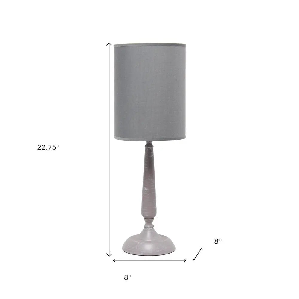 23" Gray Iron Table Lamp With Gray Cylinder Shade HomeRoots