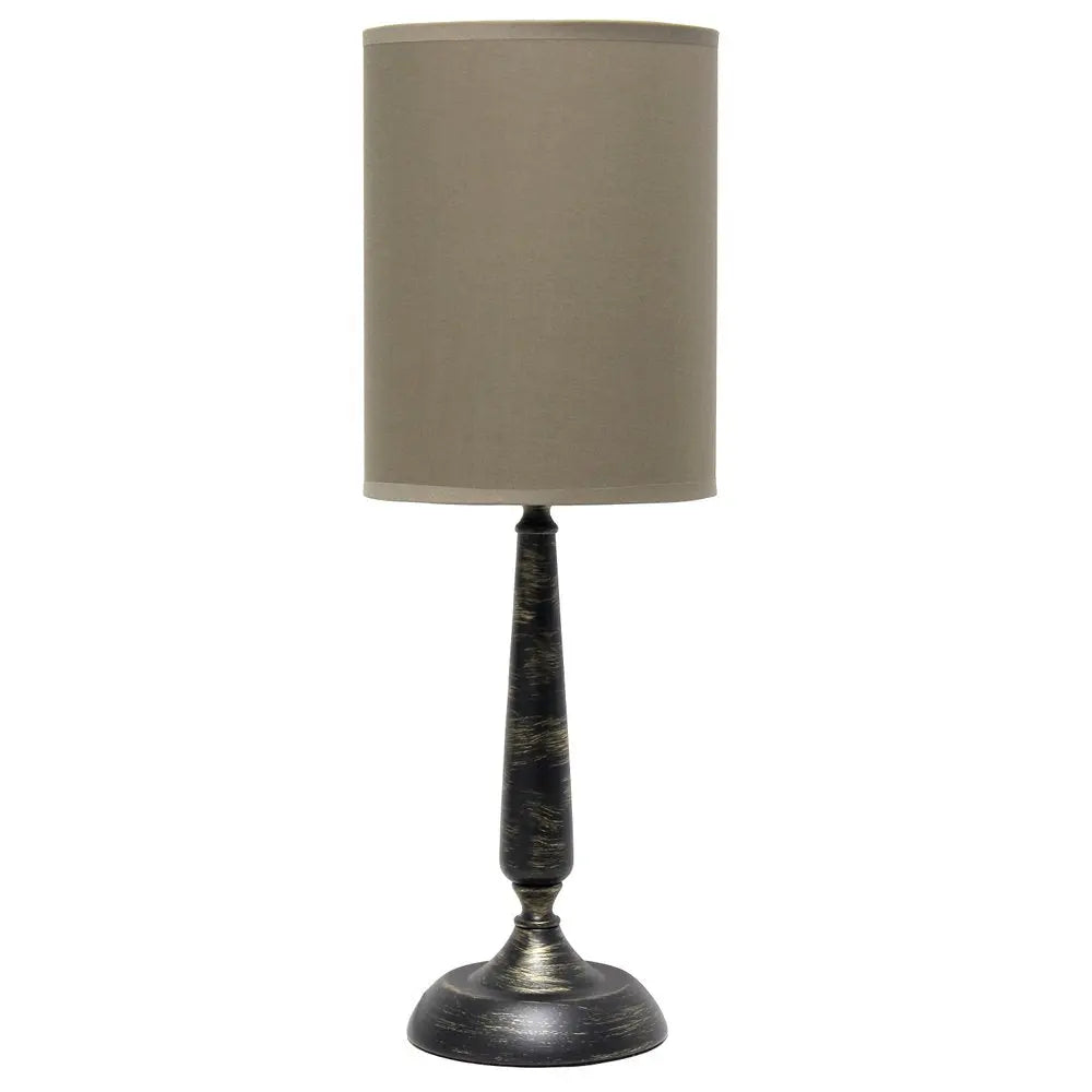 23" Bronze Iron Table Lamp With Tan Cylinder Shade HomeRoots