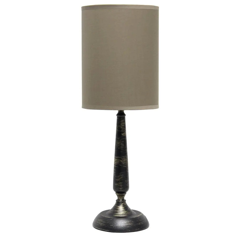 23" Bronze Iron Table Lamp With Tan Cylinder Shade HomeRoots