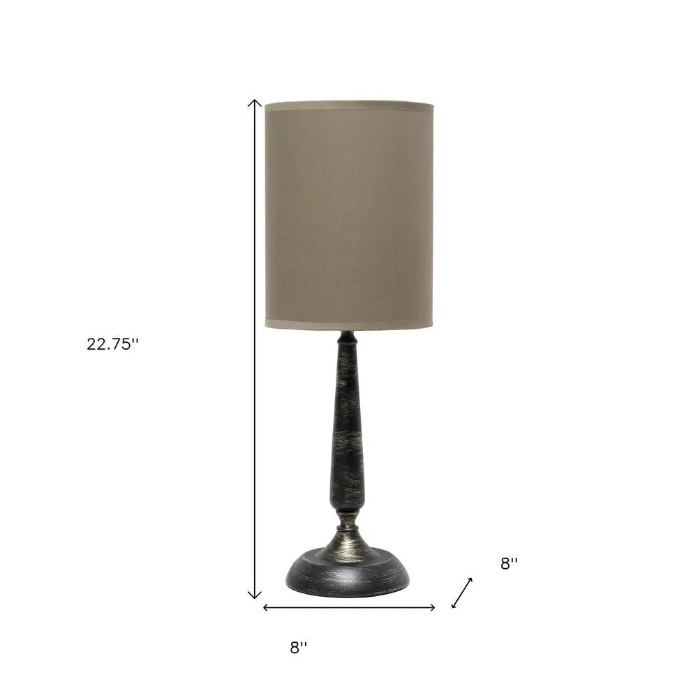 23" Bronze Iron Table Lamp With Tan Cylinder Shade HomeRoots