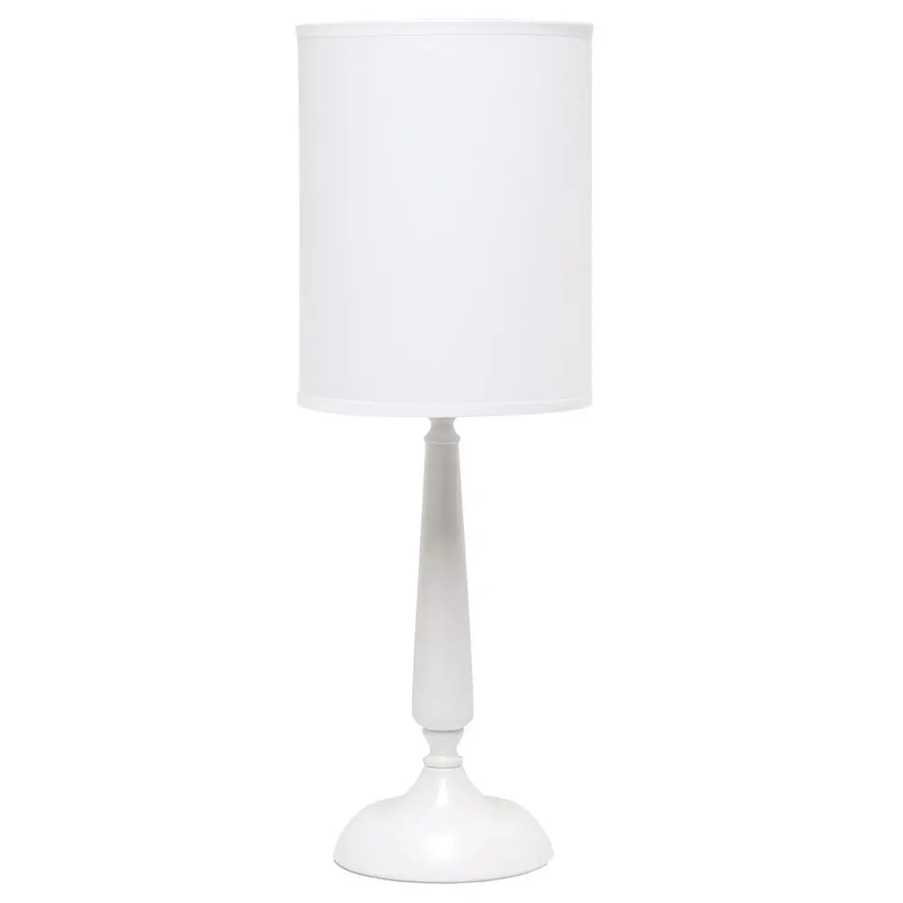 23" White Metal Table Lamp With White Cylinder Shade HomeRoots