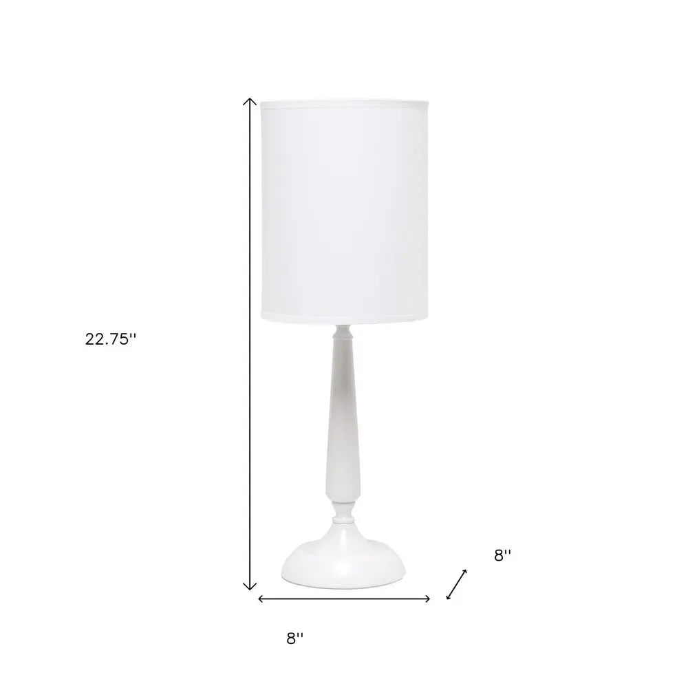 23" White Metal Table Lamp With White Cylinder Shade HomeRoots