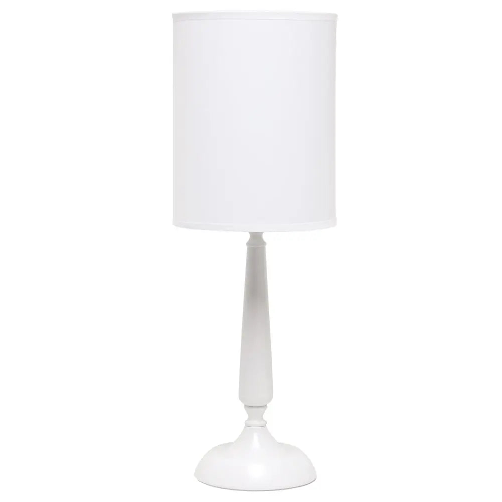 23" White Metal Table Lamp With White Cylinder Shade HomeRoots