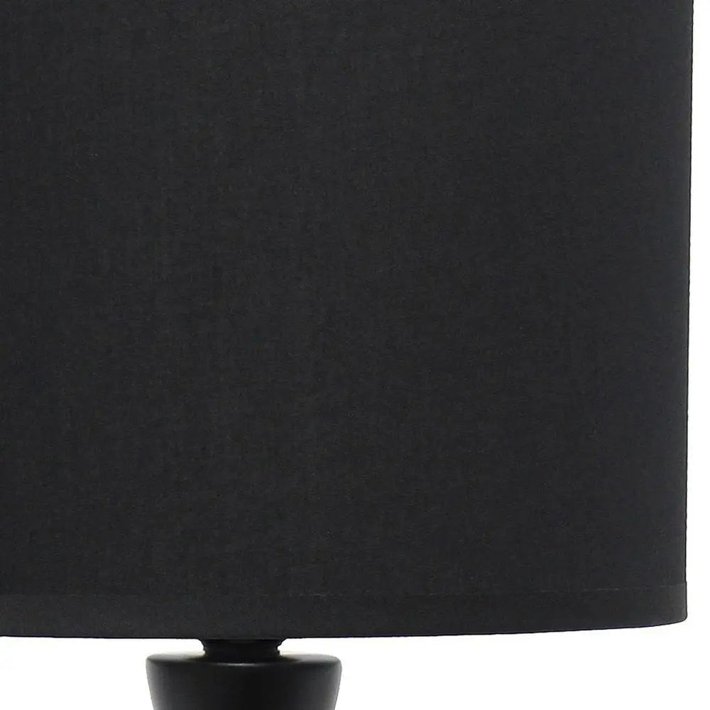 20" Black Ceramic Novelty Table Lamp With Black Drum Shade HomeRoots