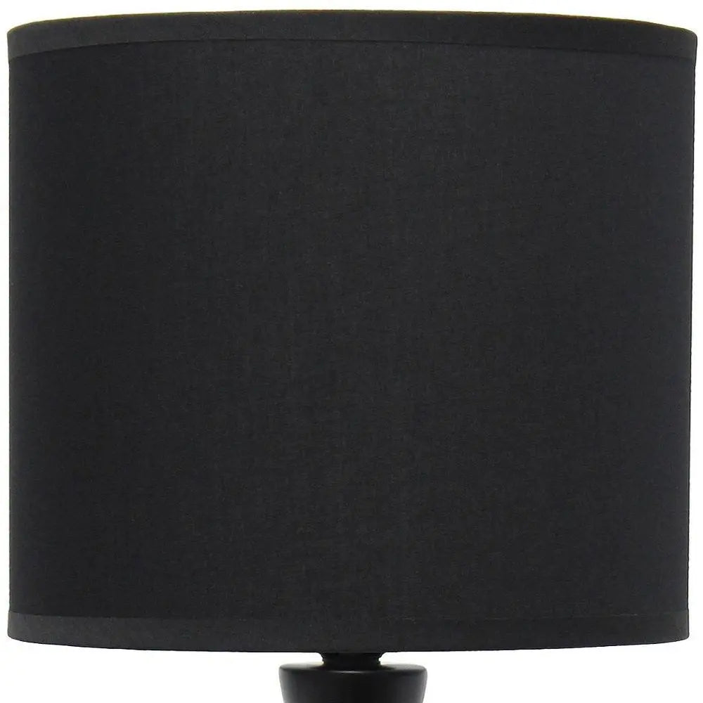 20" Black Ceramic Novelty Table Lamp With Black Drum Shade HomeRoots