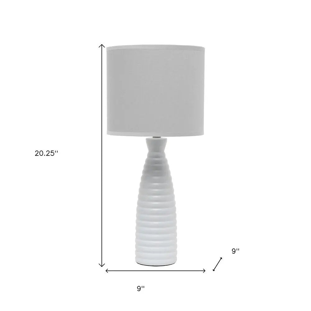 20" Gray Ceramic Round Table Lamp With Gray Drum Shade HomeRoots