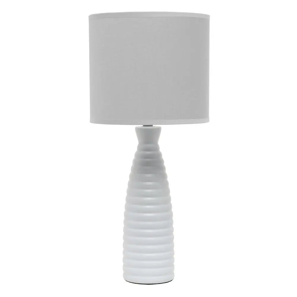 20" Gray Ceramic Round Table Lamp With Gray Drum Shade HomeRoots