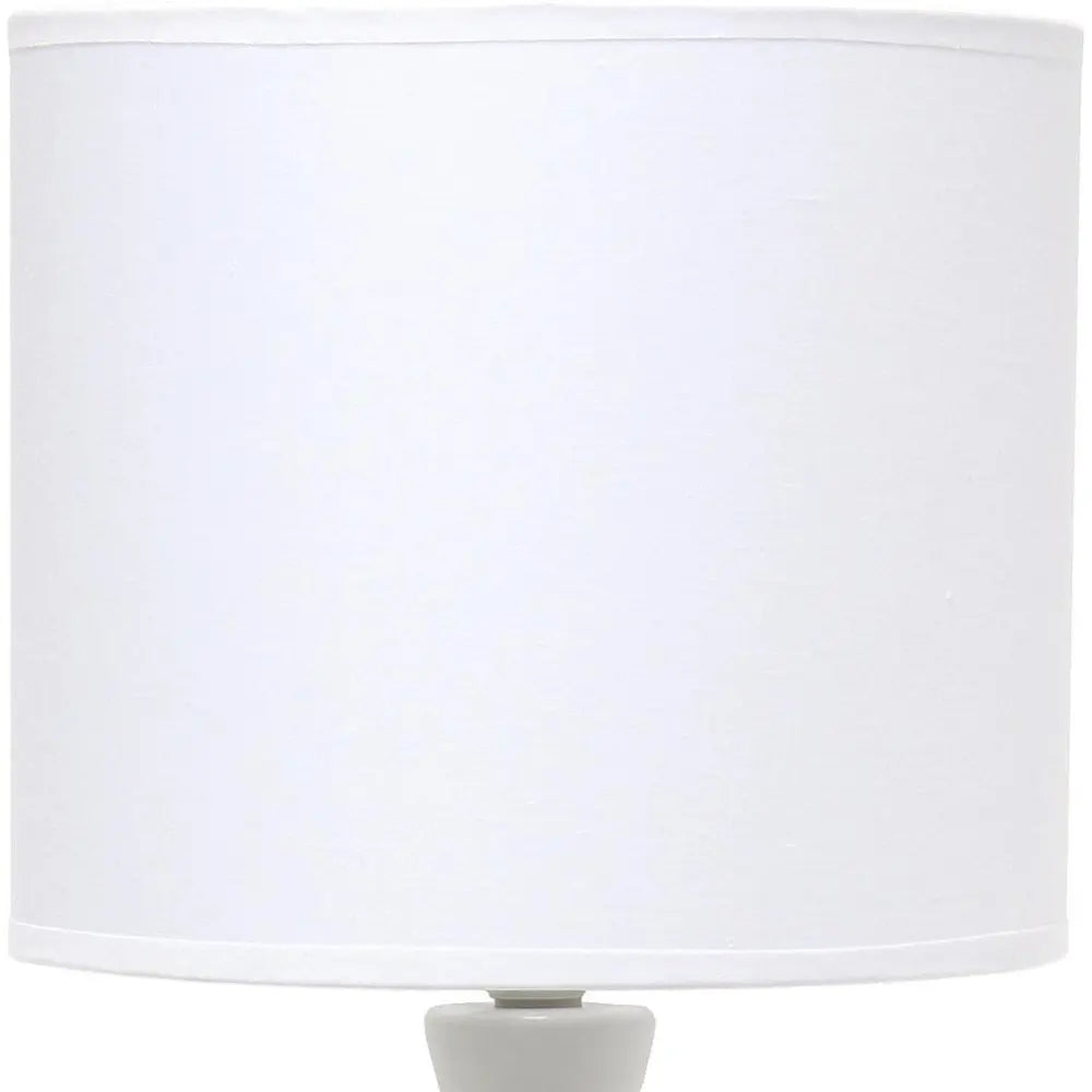 20" Off White Ceramic Novelty Table Lamp With Off White Drum Shade HomeRoots