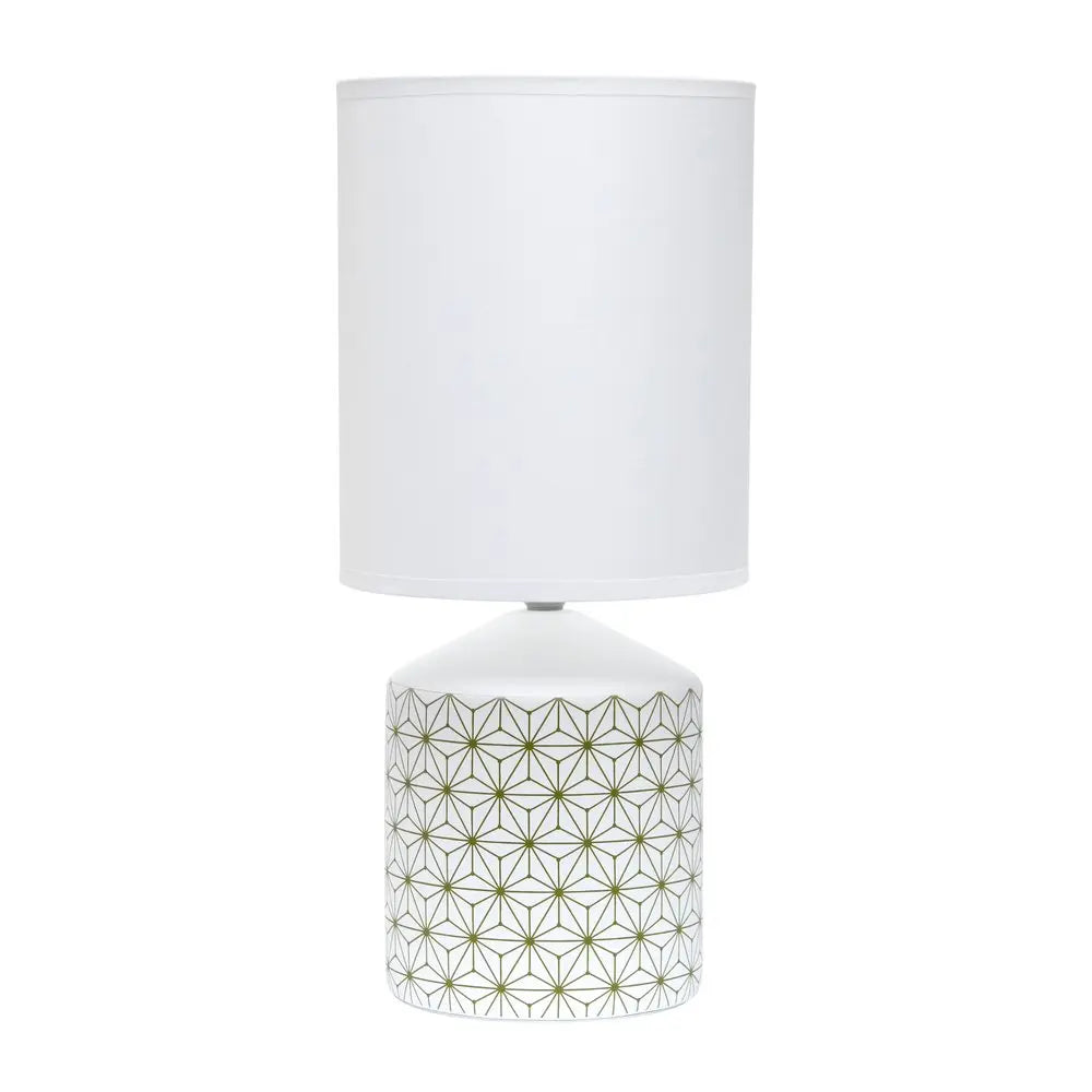 19" White And Gold Ceramic Table Lamp With White Cylinder Shade HomeRoots