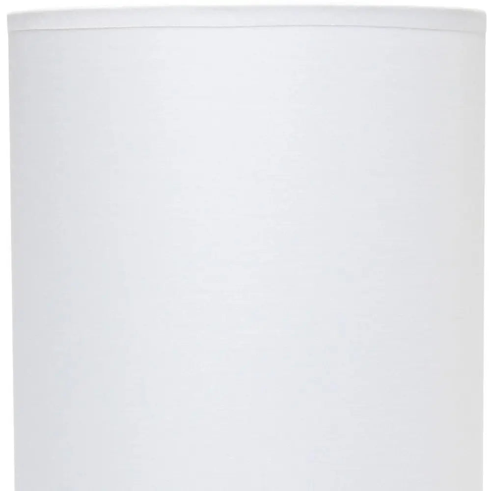 19" White And Stone Ceramic Table Lamp With White Cylinder Shade HomeRoots