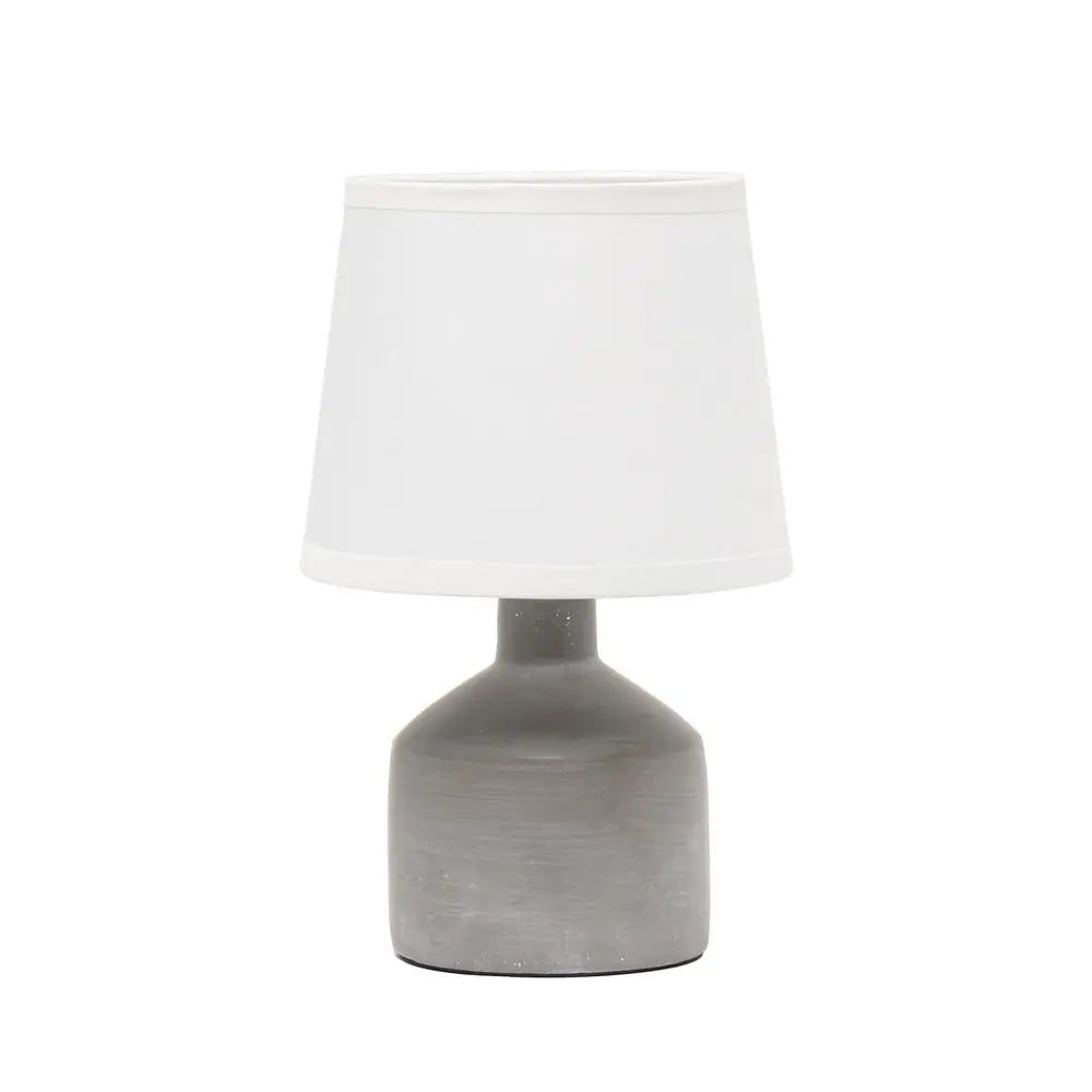 9" Gray Concrete Round Table Lamp With White Drum Shade HomeRoots