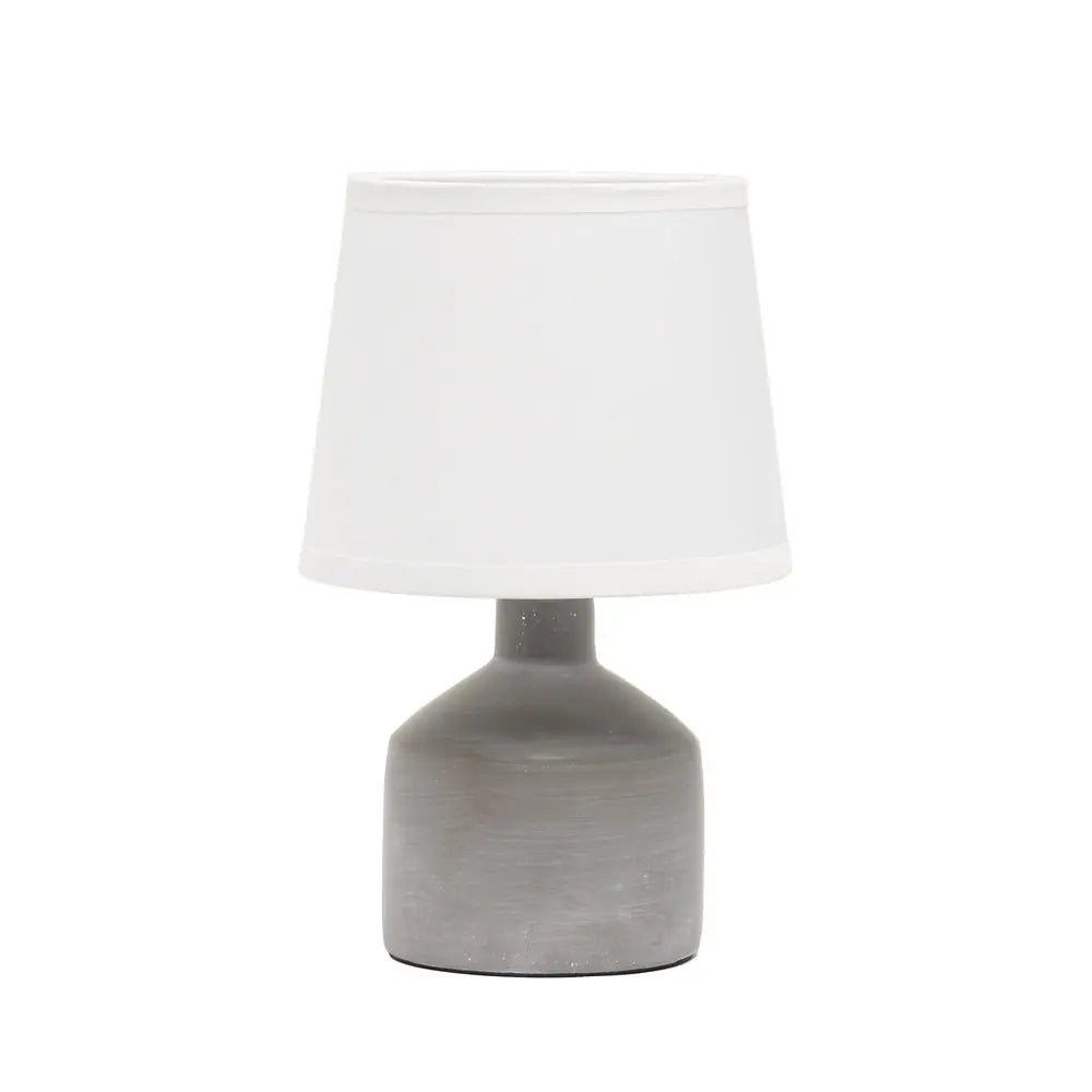 9" Gray Concrete Round Table Lamp With White Drum Shade HomeRoots