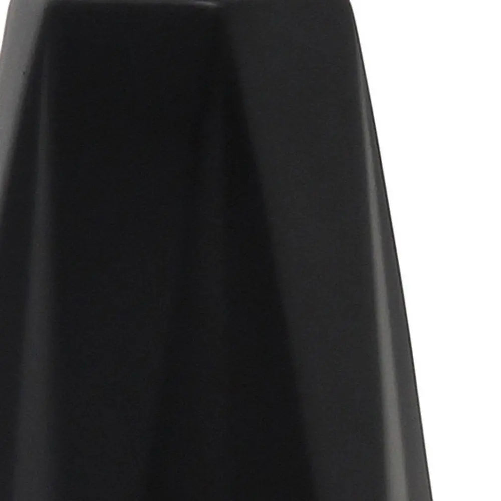 18" Black And Silver Ceramic Geometric Table Lamp With White Drum Shade HomeRoots