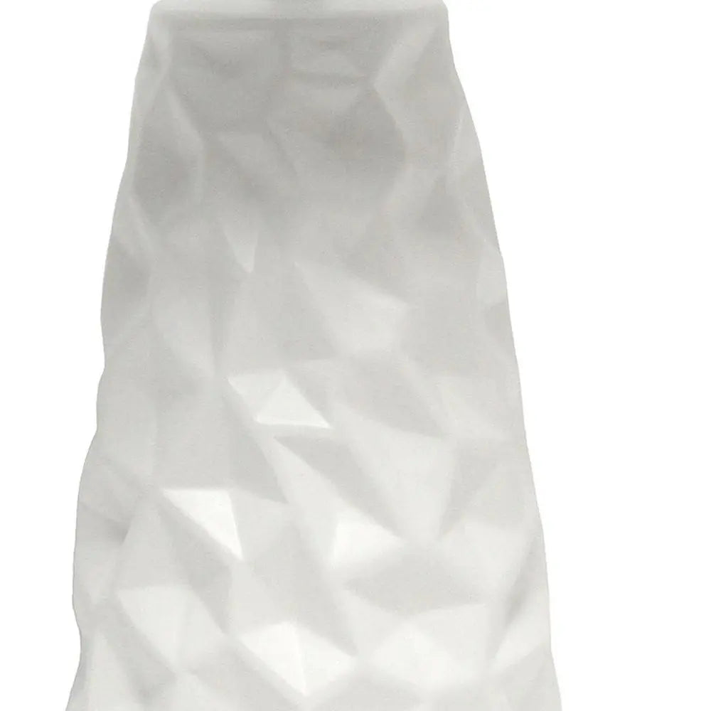 18" Off White Ceramic Geometric Table Lamp With Off White Drum Shade HomeRoots