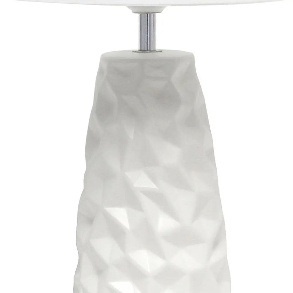 18" Off White Ceramic Geometric Table Lamp With Off White Drum Shade HomeRoots