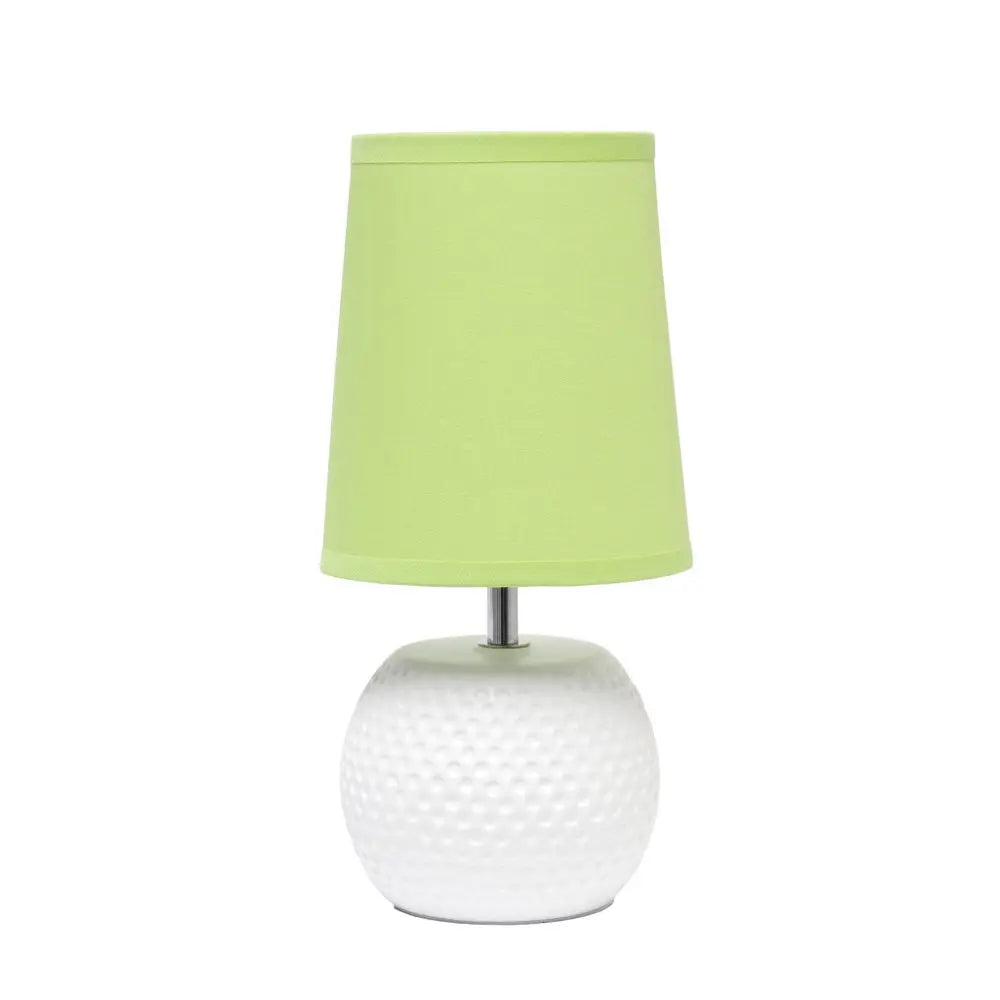 11" White Ceramic Round Table Lamp With Green Drum Shade HomeRoots