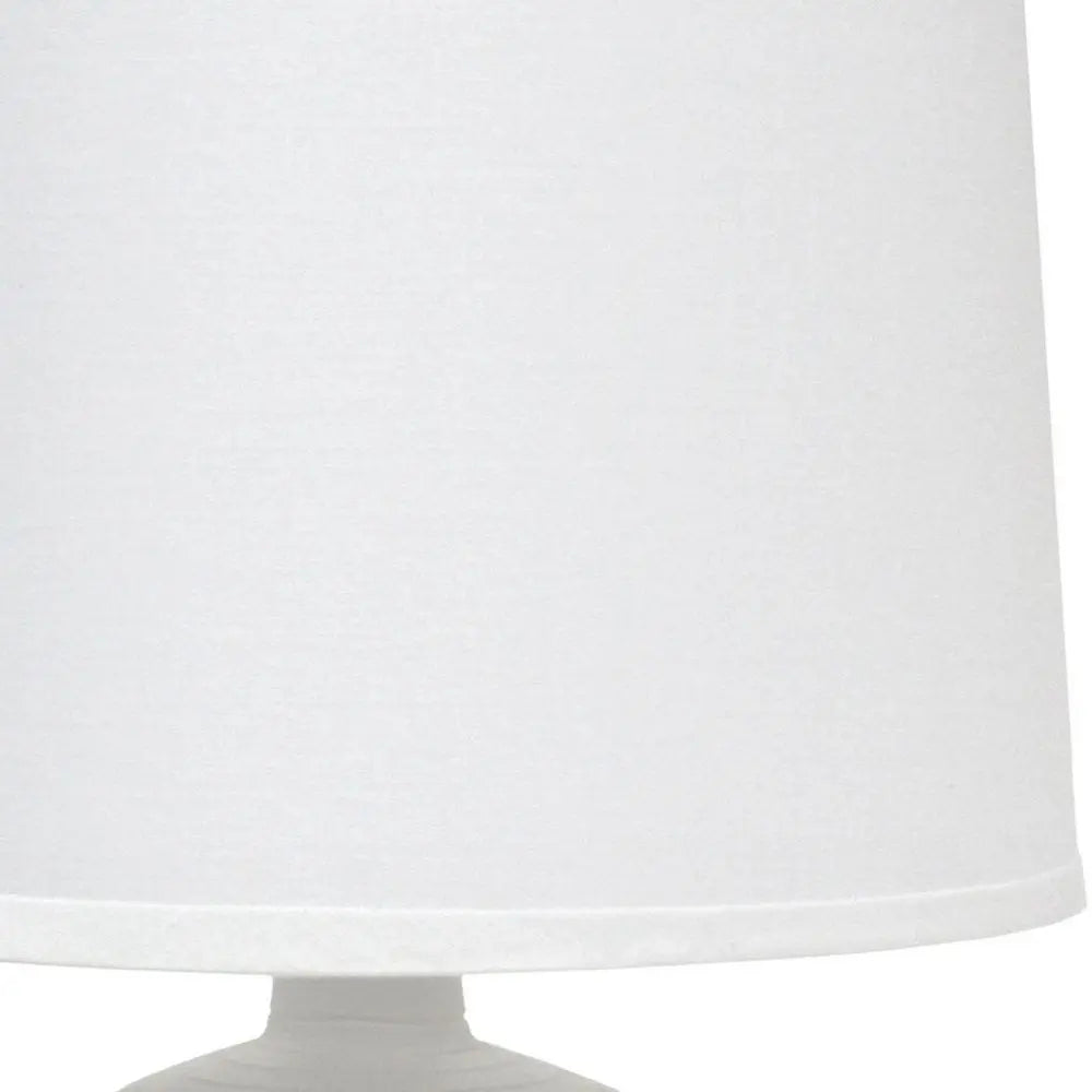 16" Off White Ceramic Novelty Table Lamp With White Drum Shade HomeRoots