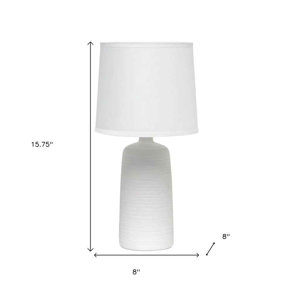 16" Off White Ceramic Novelty Table Lamp With White Drum Shade HomeRoots