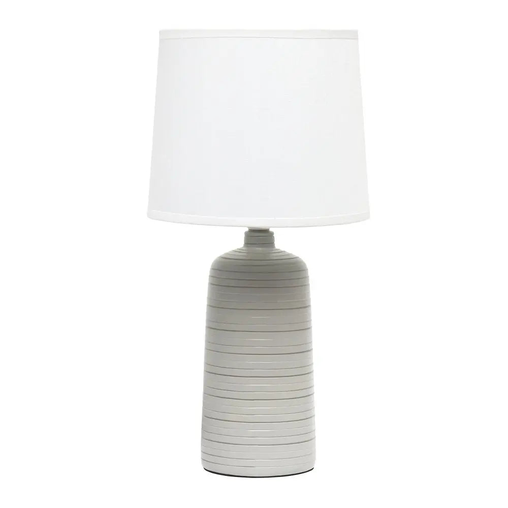 16" Taupe Ceramic Table Lamp With White Drum Shade HomeRoots