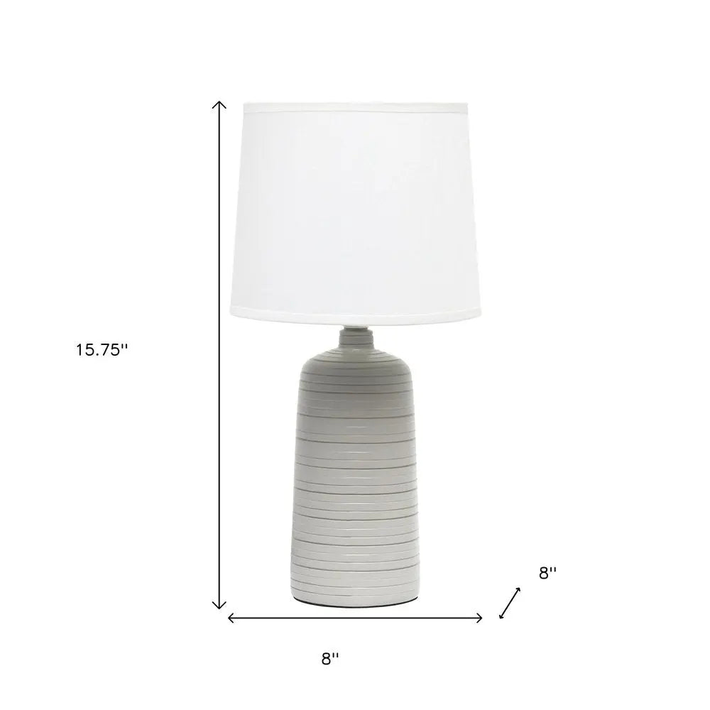 16" Taupe Ceramic Table Lamp With White Drum Shade HomeRoots