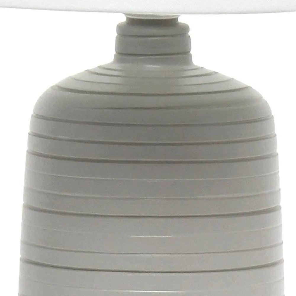 16" Taupe Ceramic Table Lamp With White Drum Shade HomeRoots