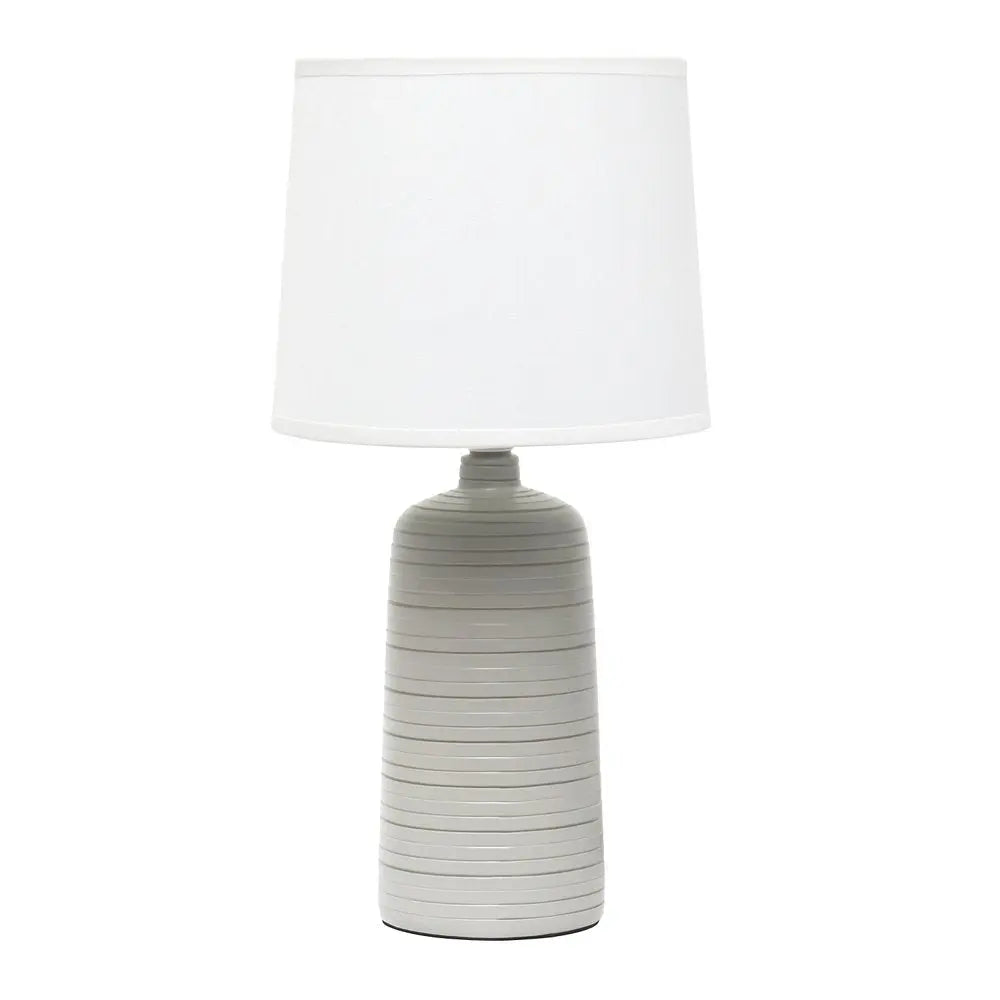 16" Taupe Ceramic Table Lamp With White Drum Shade HomeRoots