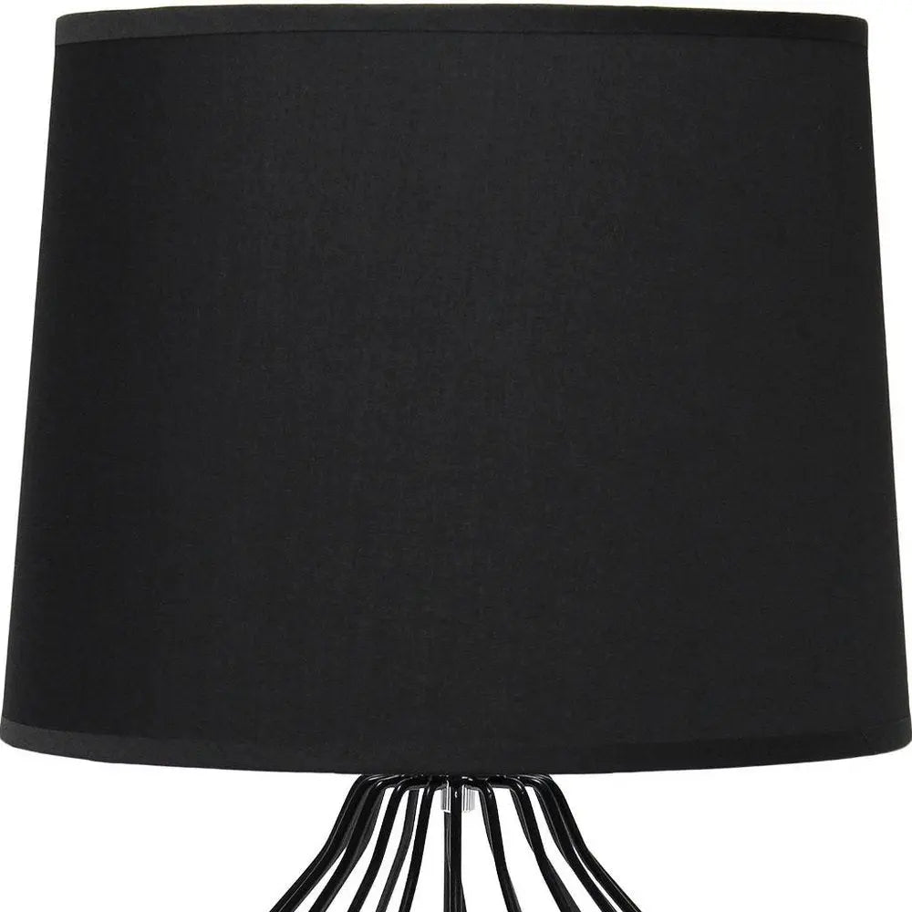 20" Black Metal Geometric Table Lamp With Black Drum Shade HomeRoots