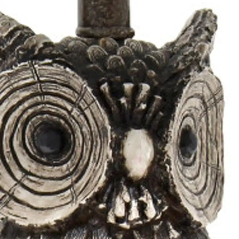 20" Brown And White Geometric Table Lamp With White Drum Shade HomeRoots