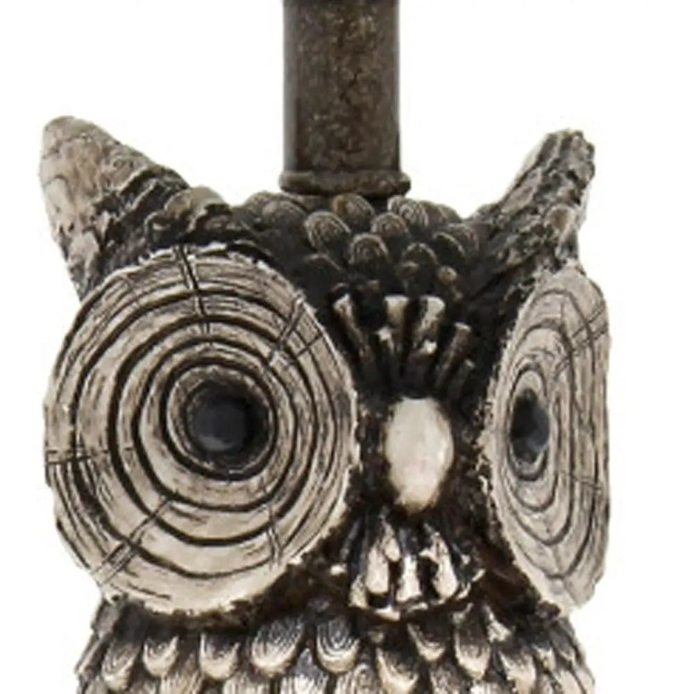 20" Brown And White Geometric Table Lamp With White Drum Shade HomeRoots