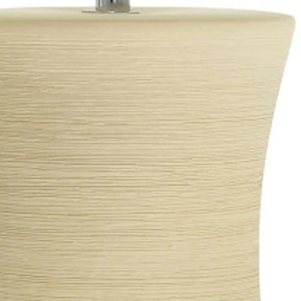 17" Beige Ceramic Novelty Table Lamp With White Drum Shade HomeRoots