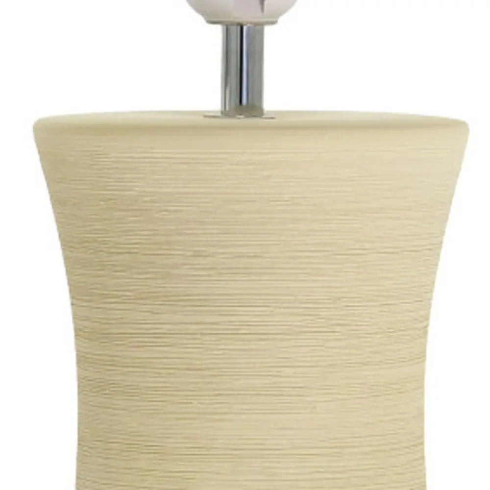 17" Beige Ceramic Novelty Table Lamp With White Drum Shade HomeRoots