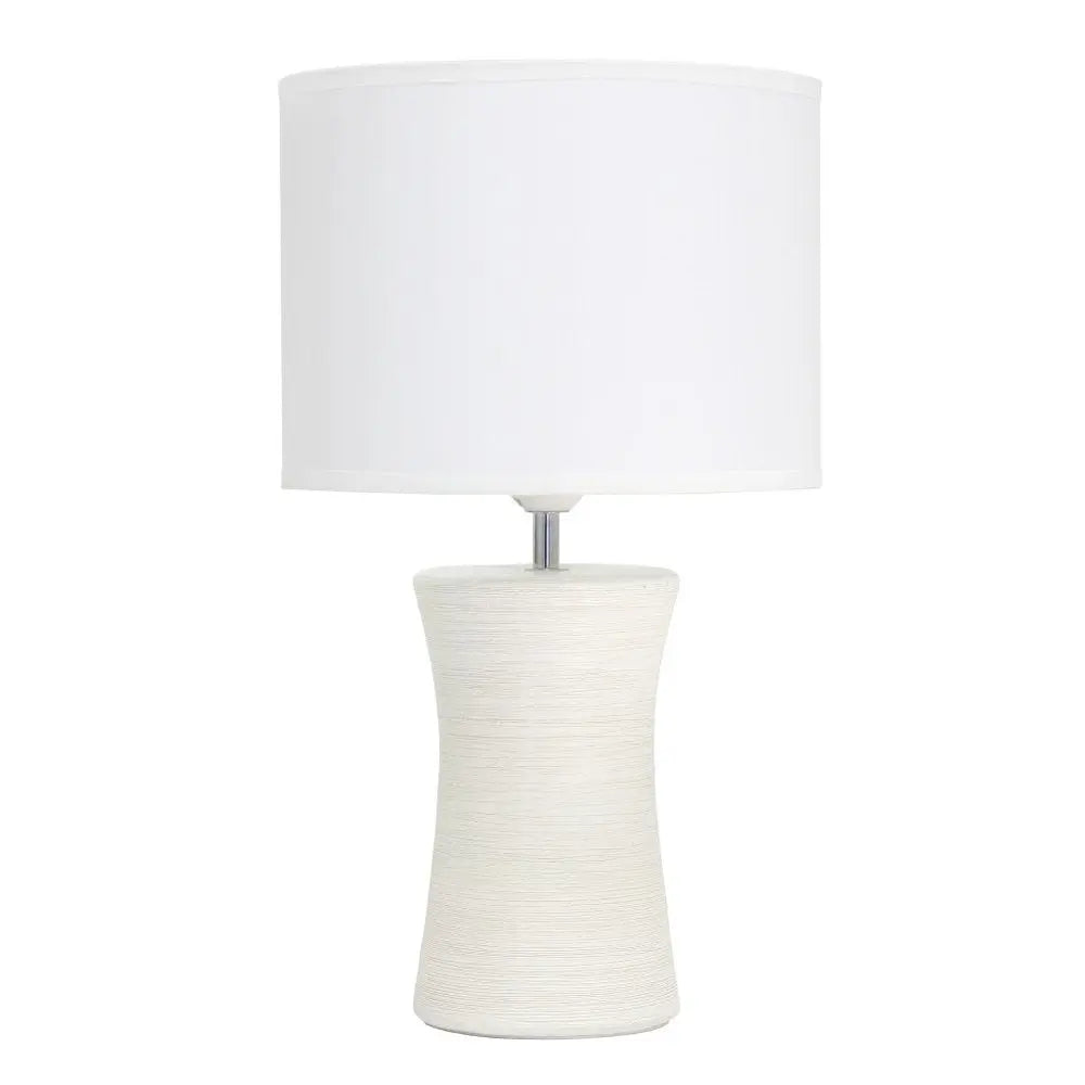 17" Off White Ceramic Novelty Table Lamp With White Drum Shade HomeRoots