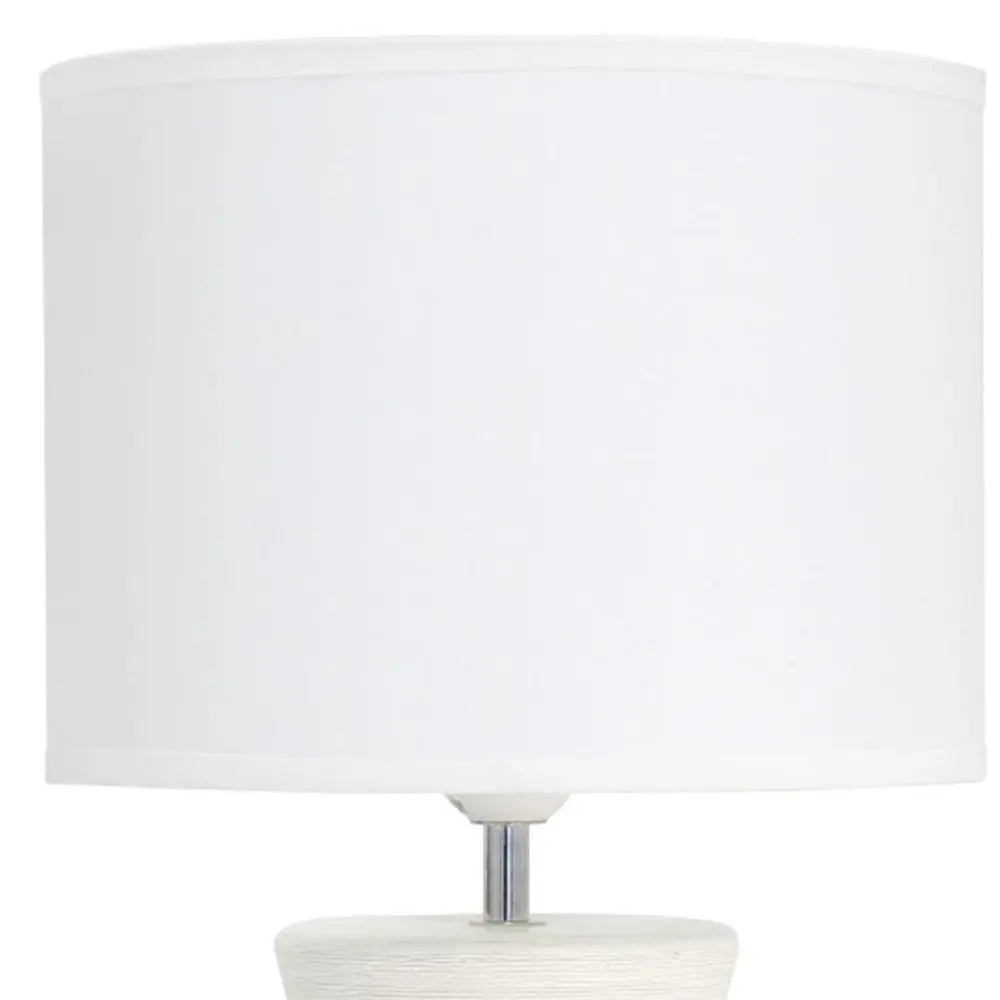 17" Off White Ceramic Novelty Table Lamp With White Drum Shade HomeRoots