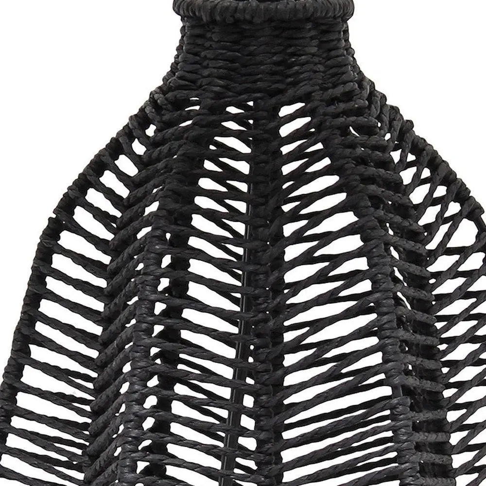 21" Black Rope Novelty Table Lamp With Light Gray Drum Shade HomeRoots