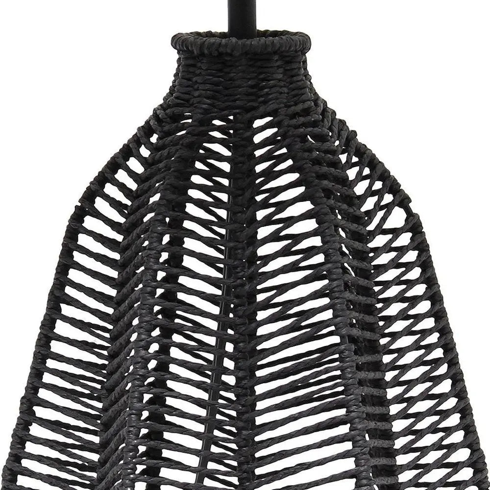 21" Black Rope Novelty Table Lamp With Light Gray Drum Shade HomeRoots