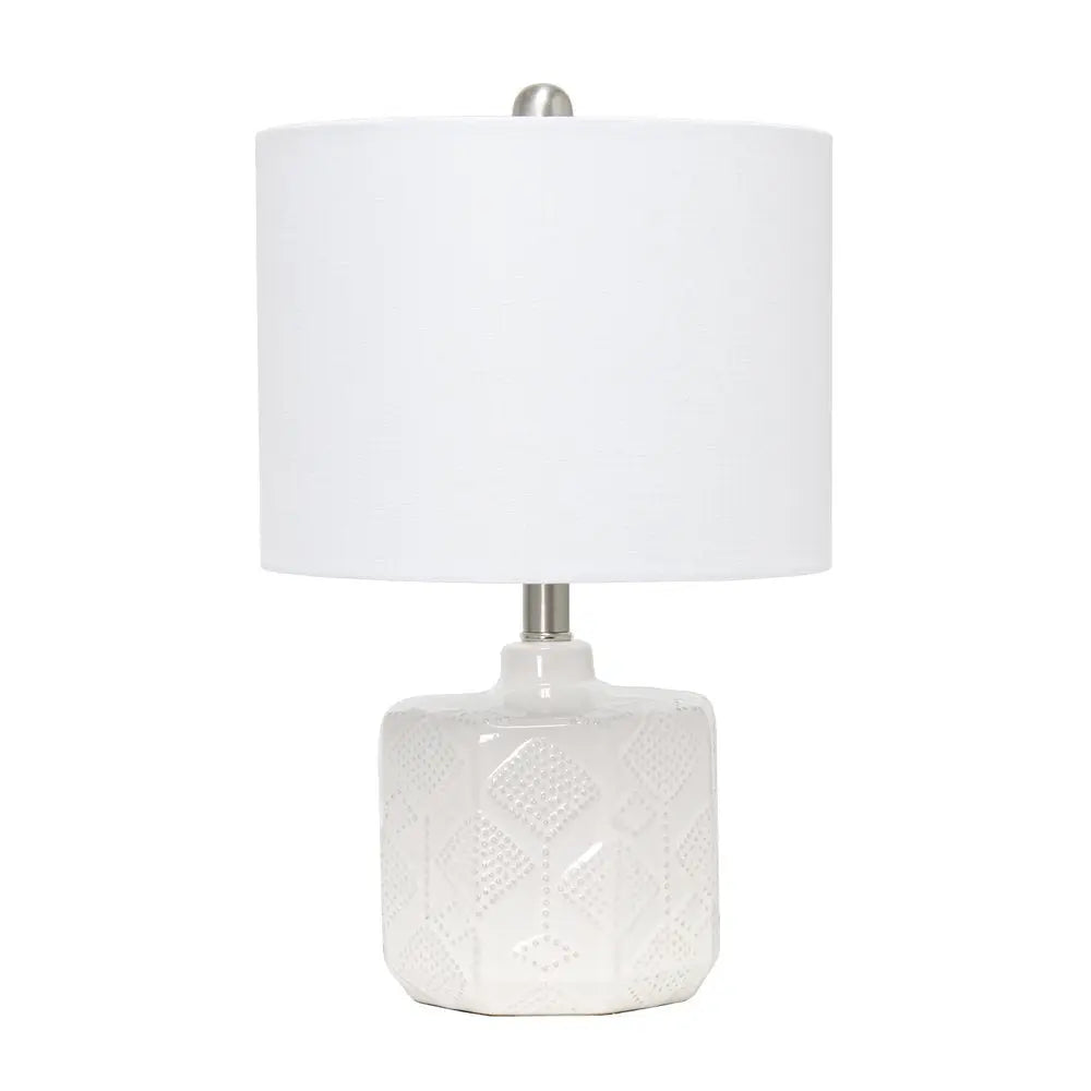 19" Off White Novelty Table Lamp With White Drum Shade HomeRoots