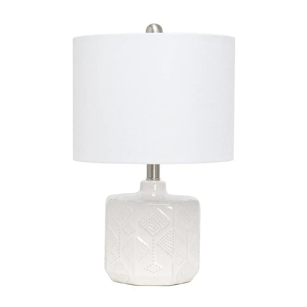 19" Off White Novelty Table Lamp With White Drum Shade HomeRoots