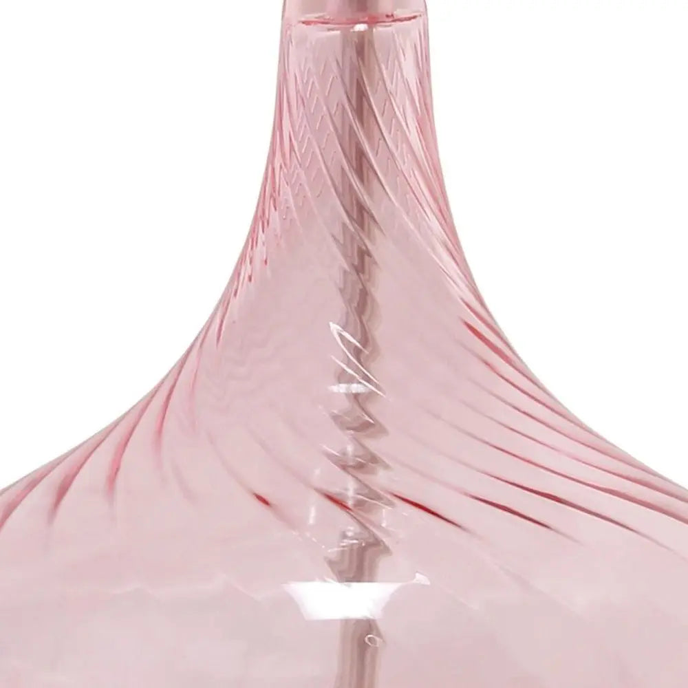 24" Pink And Clear Glass Novelty Table Lamp With White Drum Shade HomeRoots