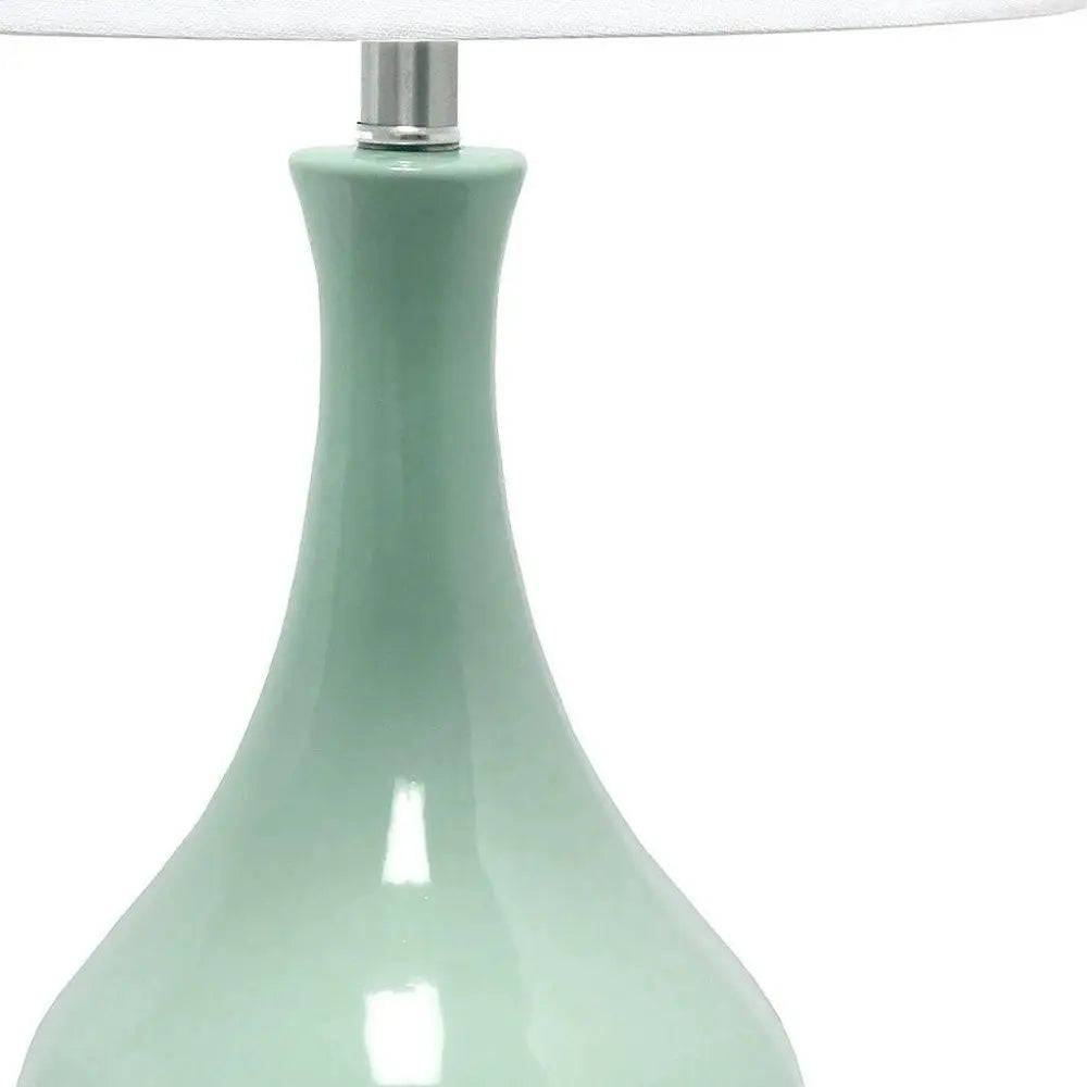 26" Aqua Ceramic Novelty Table Lamp With White Drum Shade HomeRoots