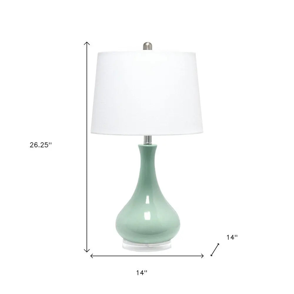 26" Aqua Ceramic Novelty Table Lamp With White Drum Shade HomeRoots