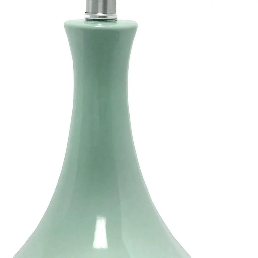 26" Aqua Ceramic Novelty Table Lamp With White Drum Shade HomeRoots