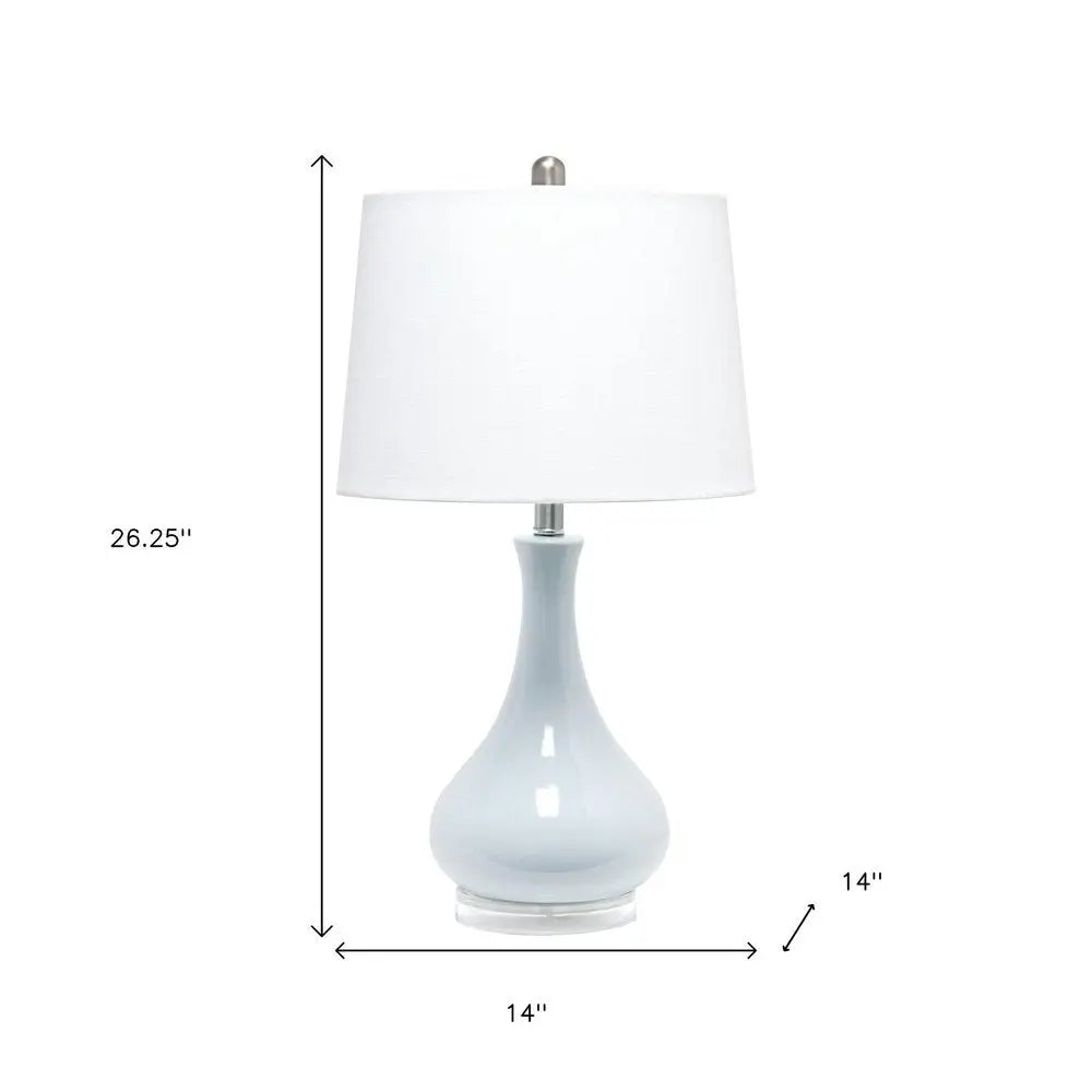 26" Light Blue Ceramic Round Table Lamp With White Drum Shade HomeRoots